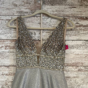 SILVER SPARKLY TOP A LINE GOWN