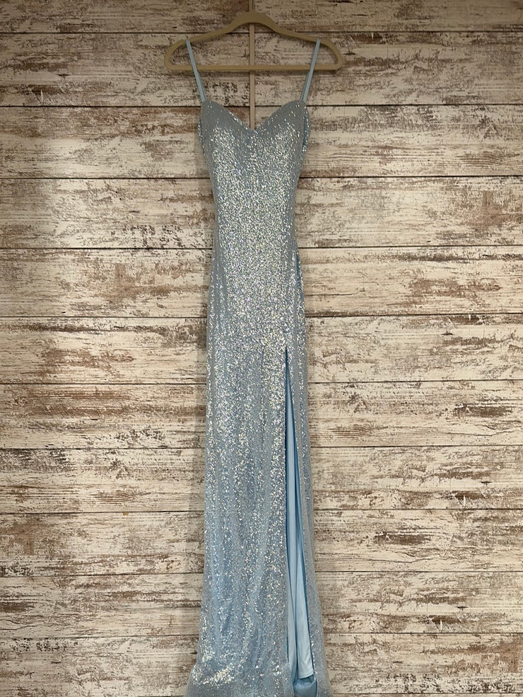 BLUE SEQUIN LONG EVENING GOWN