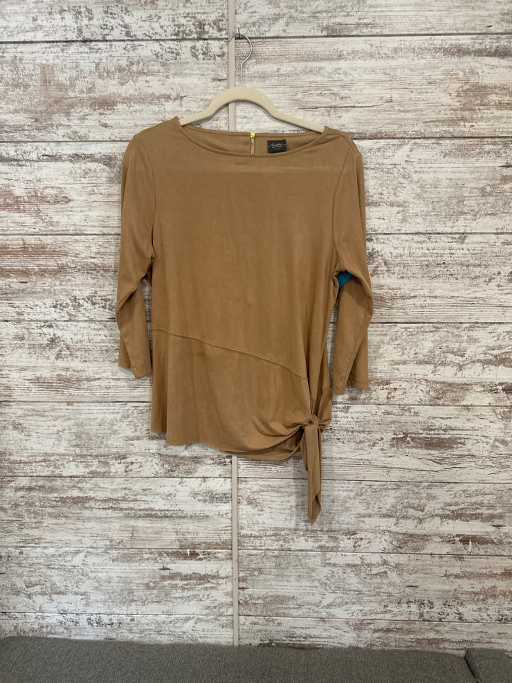 TAN SUEDE LONG SLEEVE TOP$99