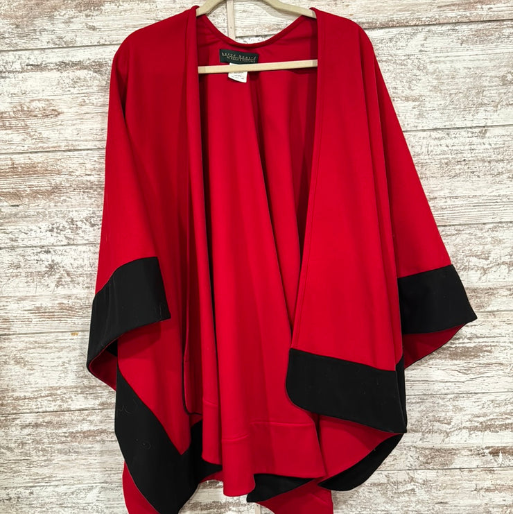 RED/BLACK 100% WOOL PONCHO