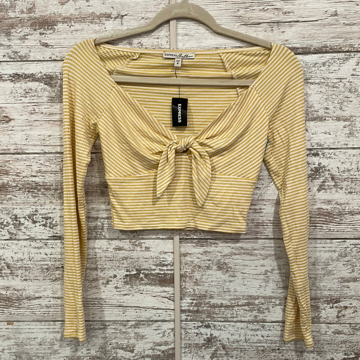 YELLOW STRIPED CROP TOP $34