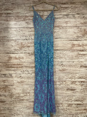 BLUE BEADED LONG DRESS (NEW)