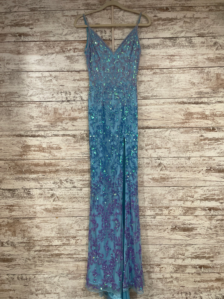 BLUE BEADED LONG DRESS (NEW)