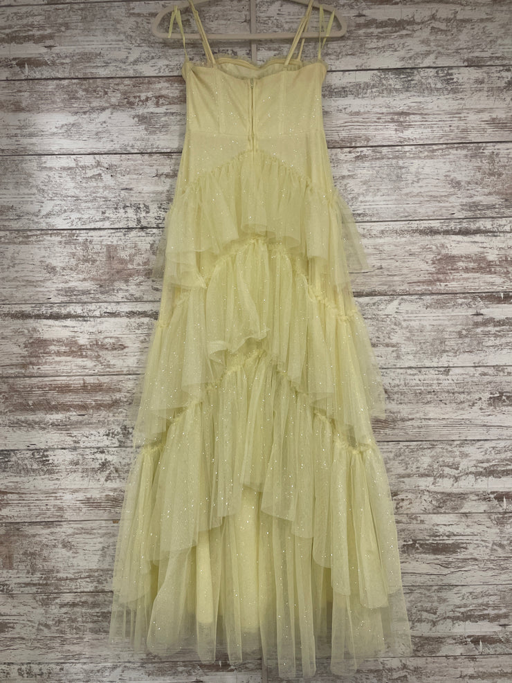 YELLOW SPARKLY TIERED A LINE