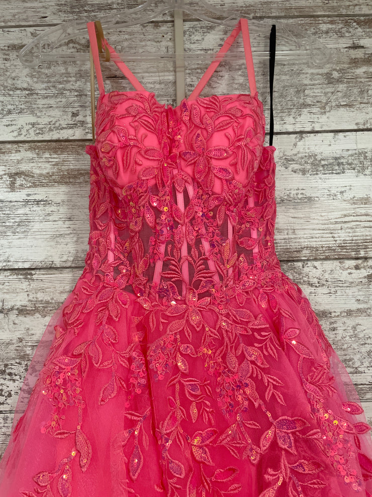 PINK/FLORAL A LINE GOWN (NEW)