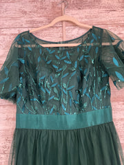 GREEN/FLORAL A LINE GOWN (NEW)