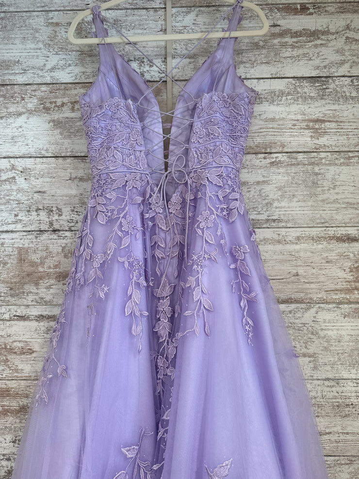 LAVENDER/FLORAL A LINE GOWN