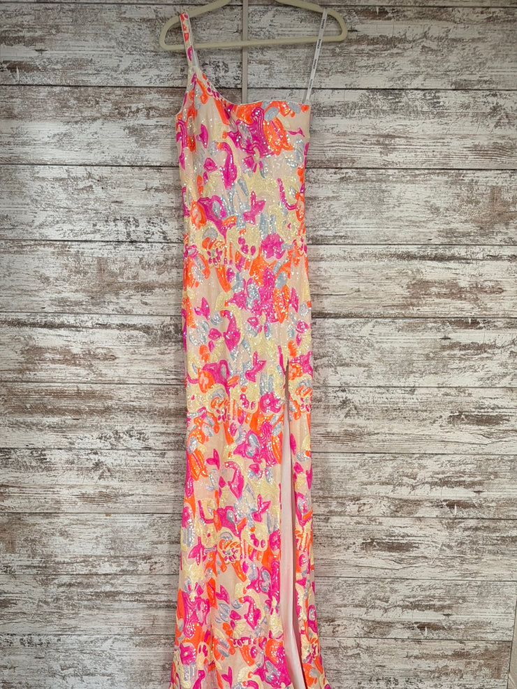 PINK/ORANGE SPARKLY LONG DRESS