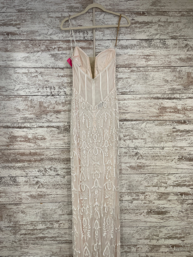 WHITE BEADED LONG DRESS (NEW)