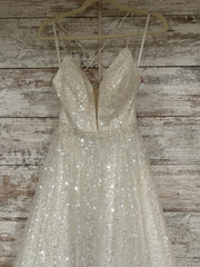 WHITE SPARKLY A LINE GOWN