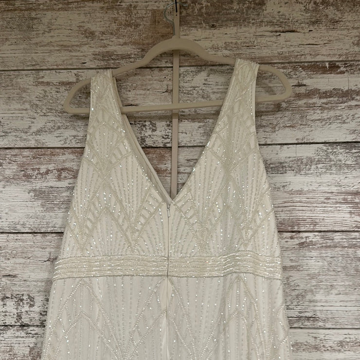 WHITE BEADED LONG DRESS (NEW)