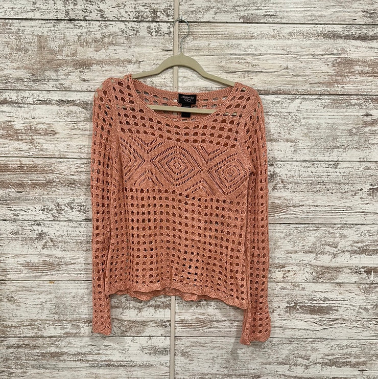 PINK CROCHET LONG SLEEVE TOP