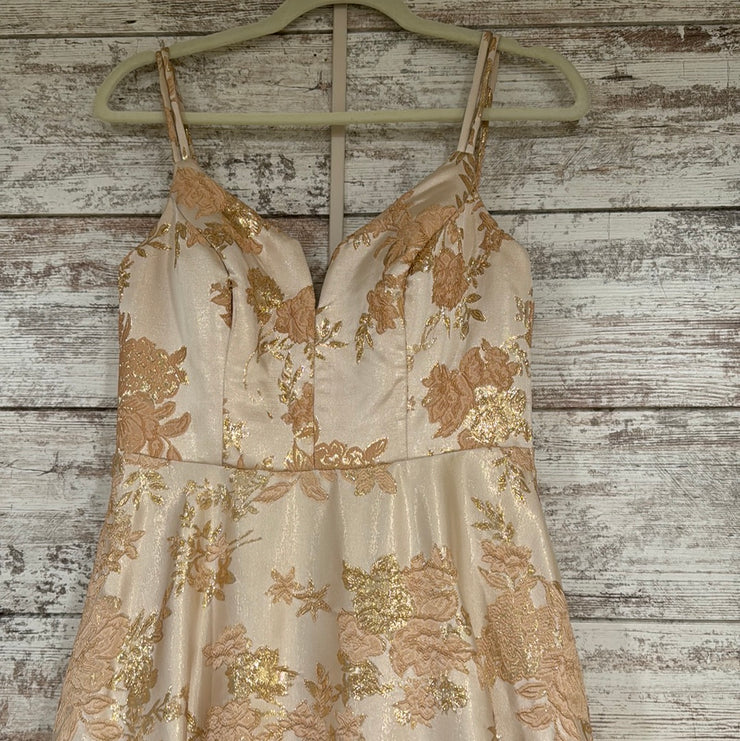 GOLD/LEAF SPARKLY A LINE GOWN