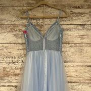 BLUE/FLORAL A LINE GOWN