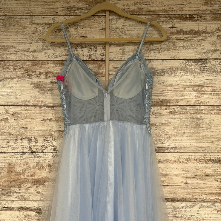 BLUE/FLORAL A LINE GOWN