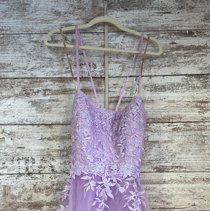 LAVENDER/FLORAL A LINE GOWN