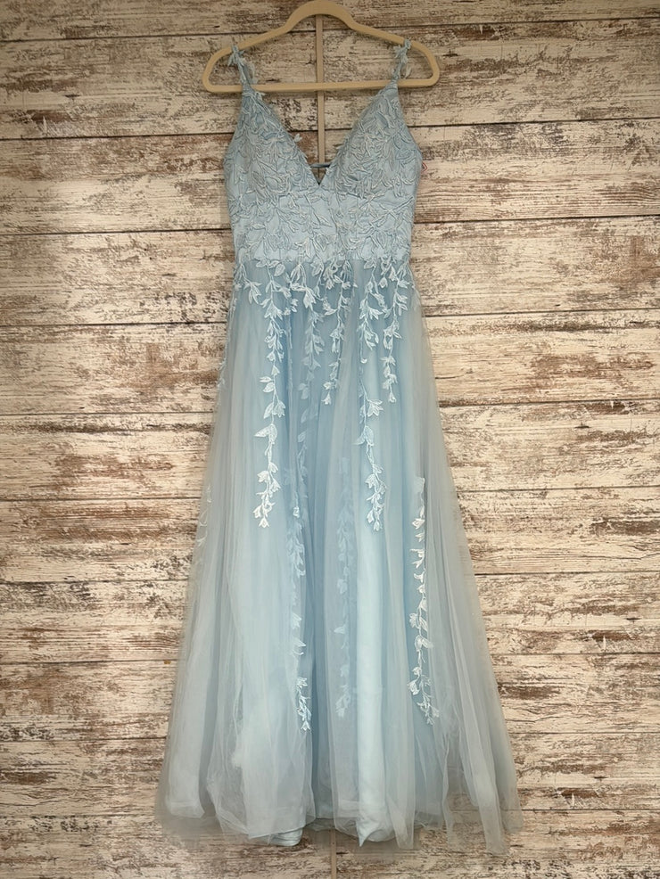 BLUE/FLORAL A LINE GOWN