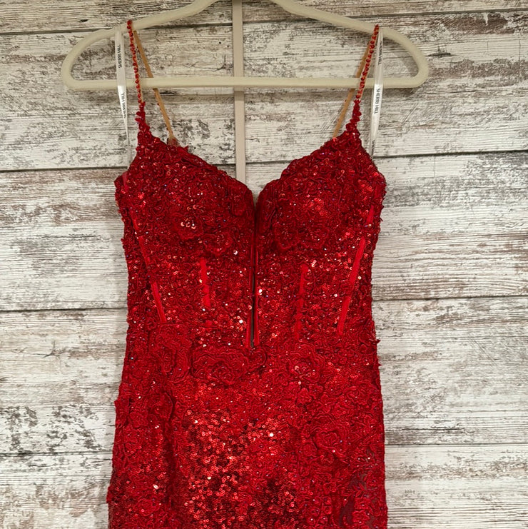 RED SPARKLY LONG EVENING GOWN
