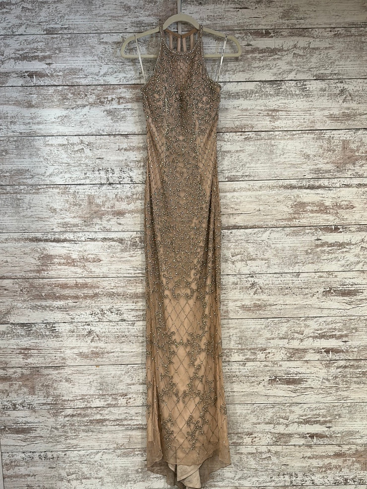 TAN FULL BEADED GOWN