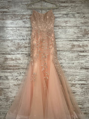 PEACH/FLORAL MERMAID GOWN