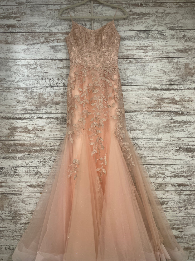 PEACH/FLORAL MERMAID GOWN