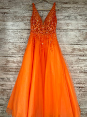 ORANGE/FLORAL A LINE GOWN