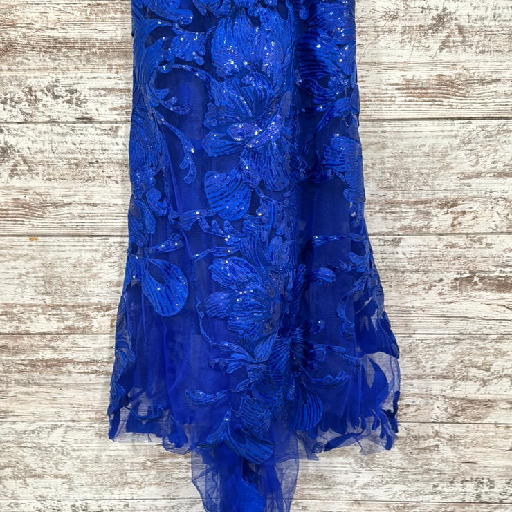 ROYAL BLUE/FLORAL LONG DRESS