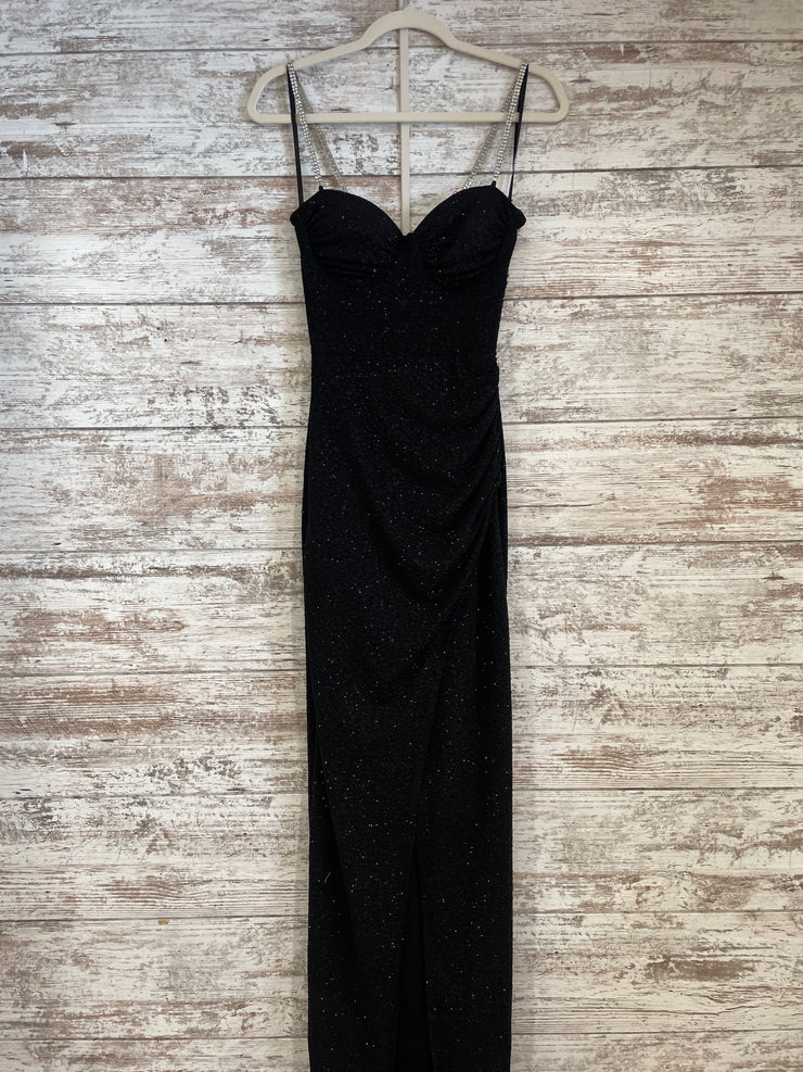 BLACK SPARKLY LONG EVENING GOW