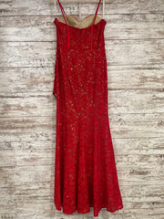 RED LACE LONG EVENING GOWN