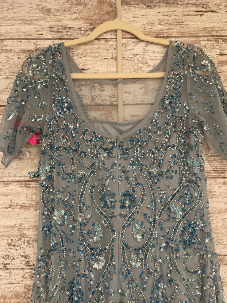 BLUE SPARKLY LONG EVENING GOWN