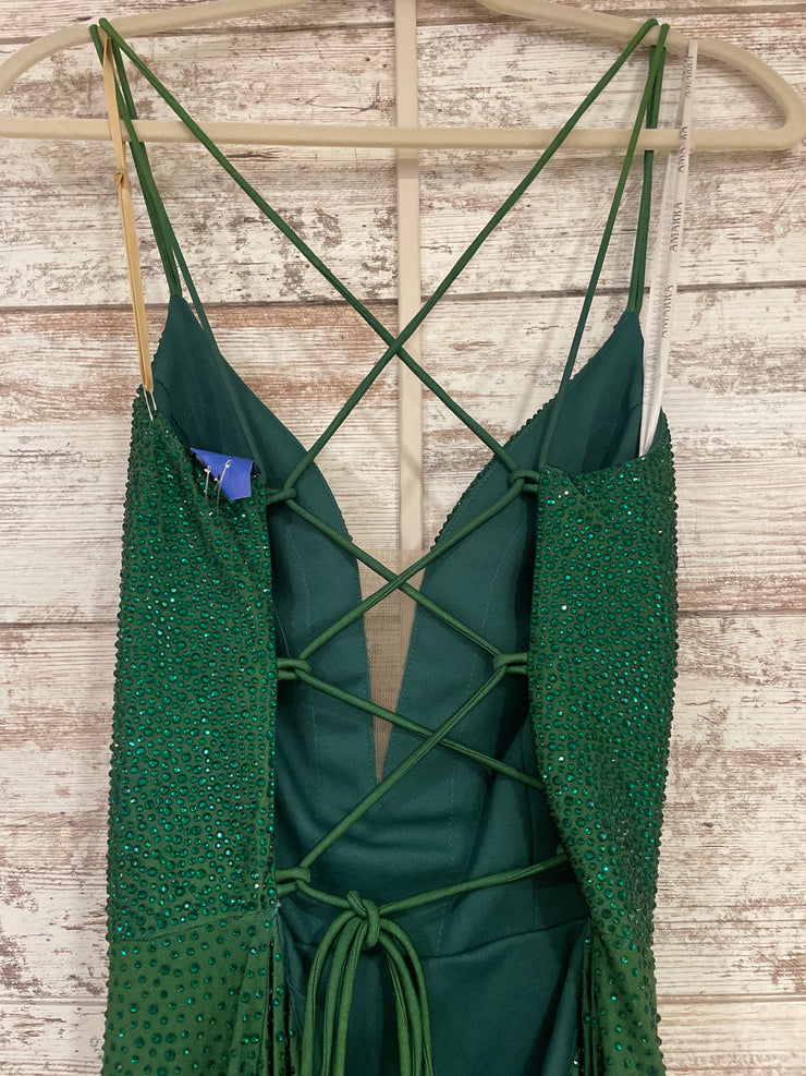 GREEN HOT STONE LONG DRES-NEW
