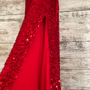 RED SEQUIN LONG EVENING GOWN
