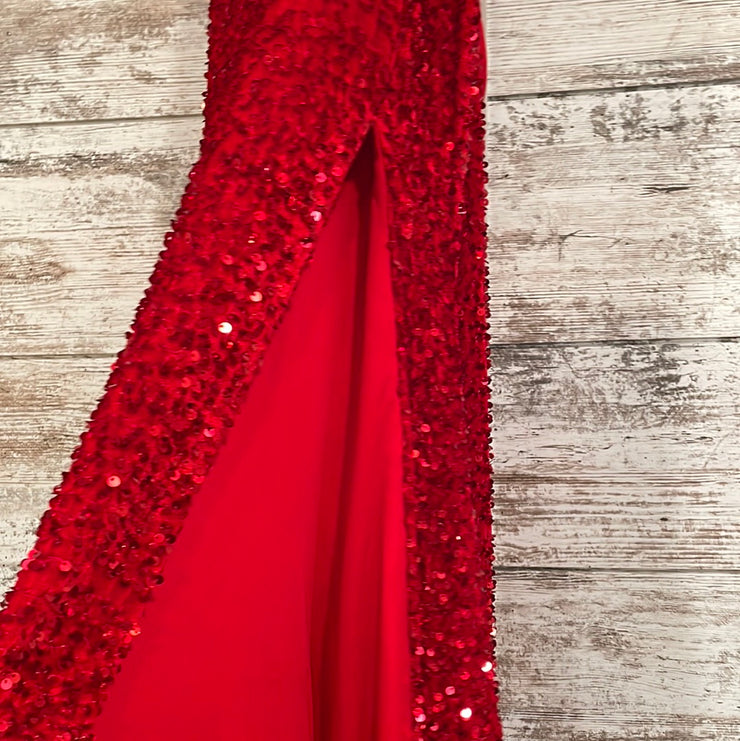 RED SEQUIN LONG EVENING GOWN