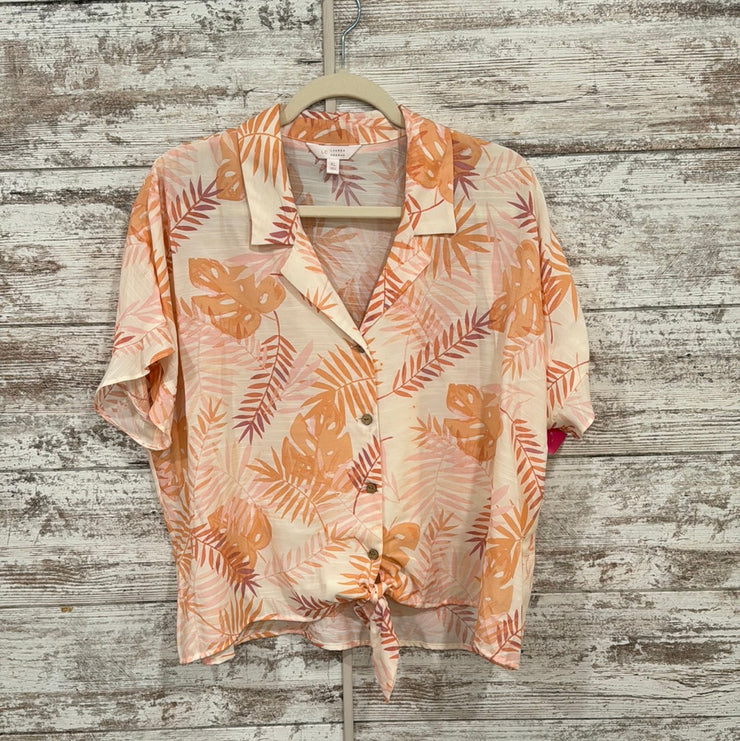 PEACH/FLORAL CROP TOP