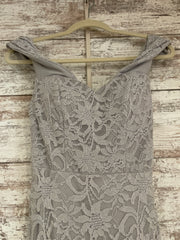 GRAY LACE LONG EVENING GOWN