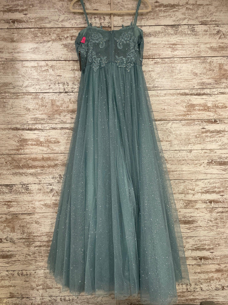 BLUE SPARKLY A LINE GOWN (NEW)
