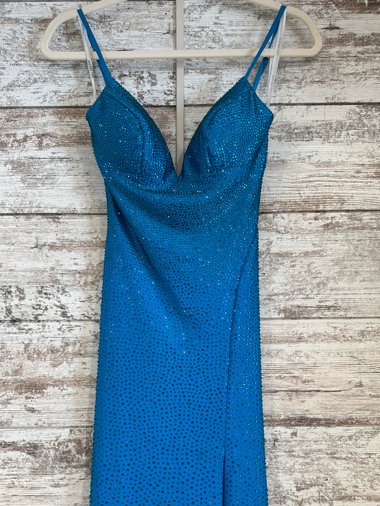 TEAL SPARKLY LONG EVENING GOWN