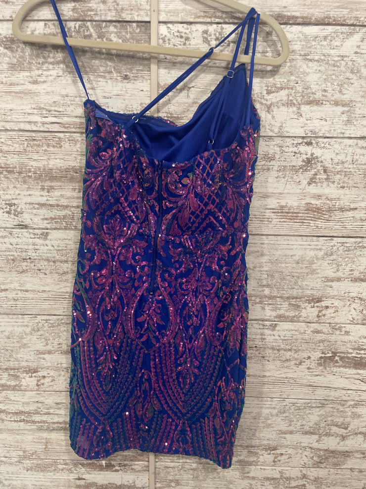 BLUE/PINK SPARKLY SHORT DRESS
