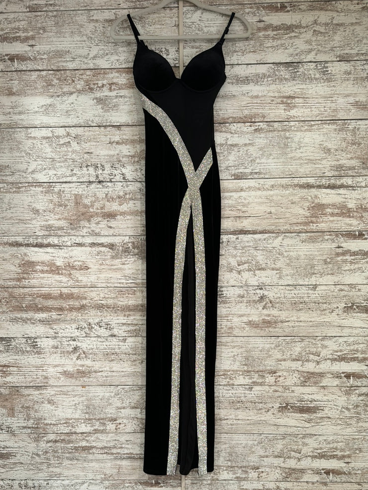 BLACK/RHINESTONE LONG DRESS