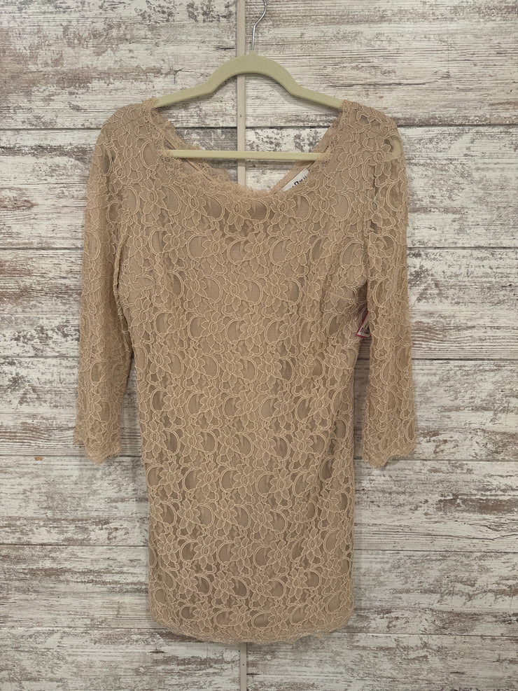 TAN LACE SHORT DRESS