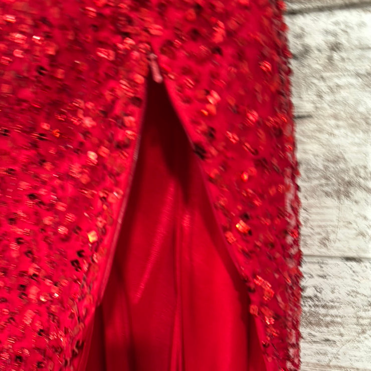 RED FULL SEQUIN LONG DRESS