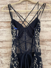 NAVY/SILVER LONG MERMAID GOWN