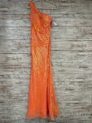 ORANGE SPARKLY LONG DRESS-NEW