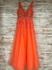 CORAL/FLORAL A LINE GOWN