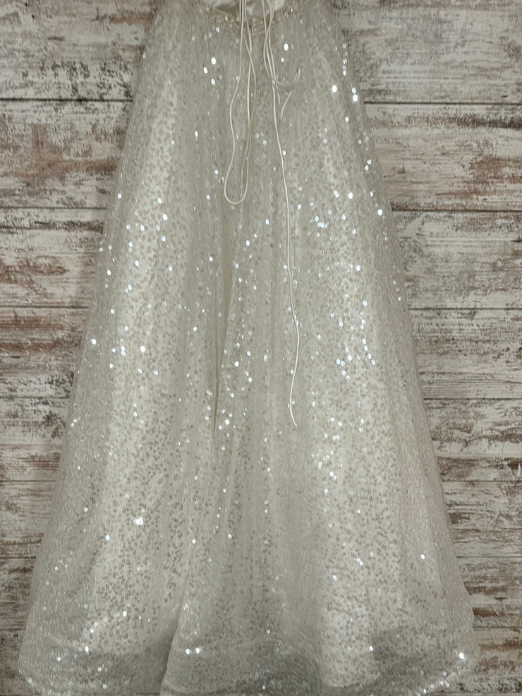 WHITE SPARKLY A LINE GOWN