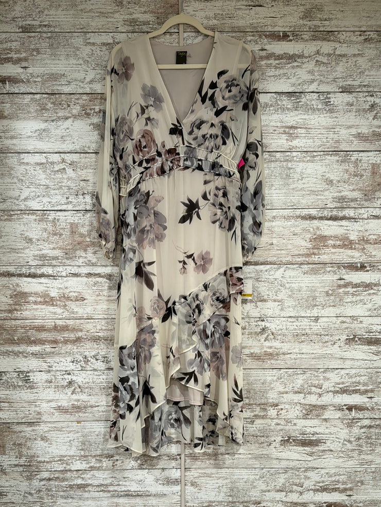 TAN/FLORAL MIDI DRESS (NEW)