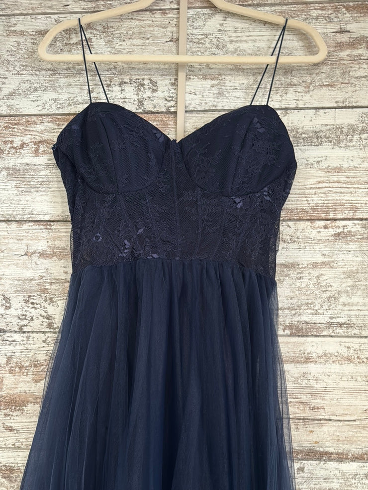 NAVY A LINE GOWN