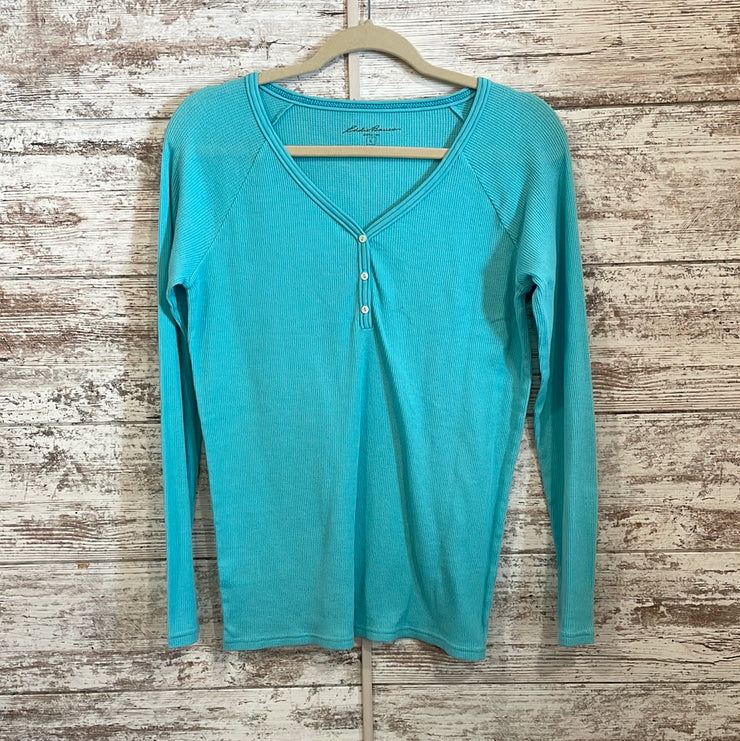 TEAL WAFFLE LONG SLEEVE TOP
