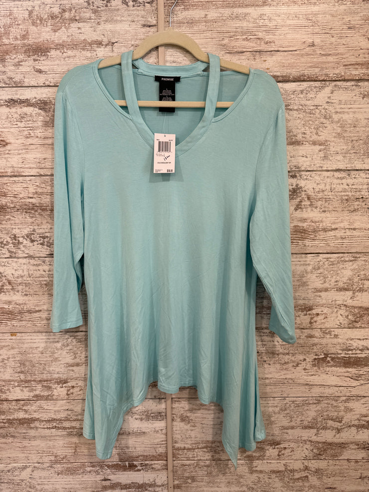 BLUE LONG SLEEVE TOP (NEW) $58