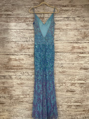 BLUE BEADED LONG DRESS (NEW)